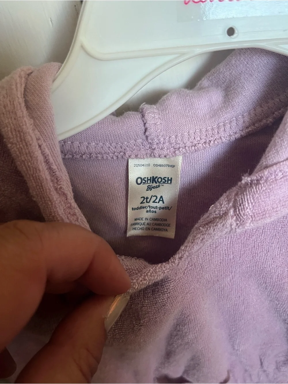 OshKosh B'gosh Lavender Hooded Terry Tunic with Waist Bow
